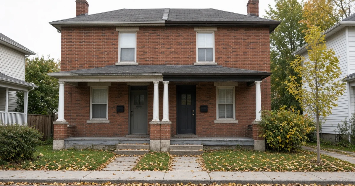 Brick duplex rental house on a Canadian street, representing rent and landlord expenses